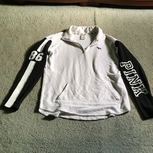 Lightly worn half zip PINK sweatshirt